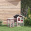 Abri de 48 po en bois massif, toit imperméable, plateau amovible, cage à lapin confortable avec toit en asphalte et rampe brun