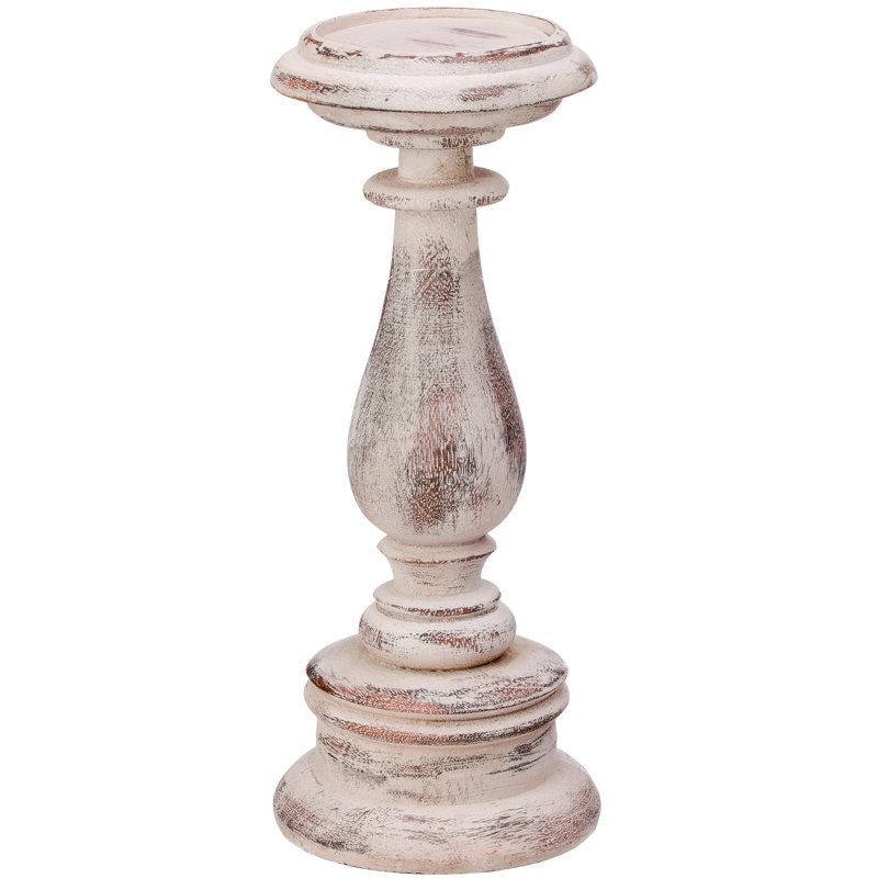 Leetonia Resin 'Turned Wood' Candle Stick, 11.25"H x 4.5"W x 4.5"D