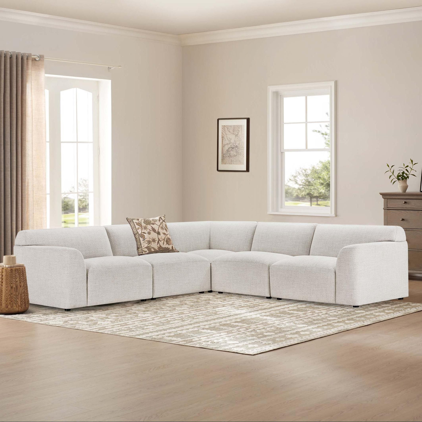 Morell Modular Sectional, Nathan Wheat Tweed