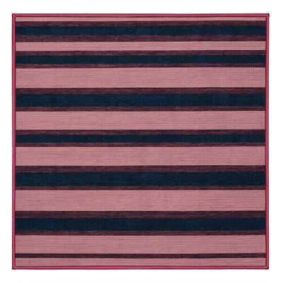 Tapis rose à rayures horizontales lavable à la machine
