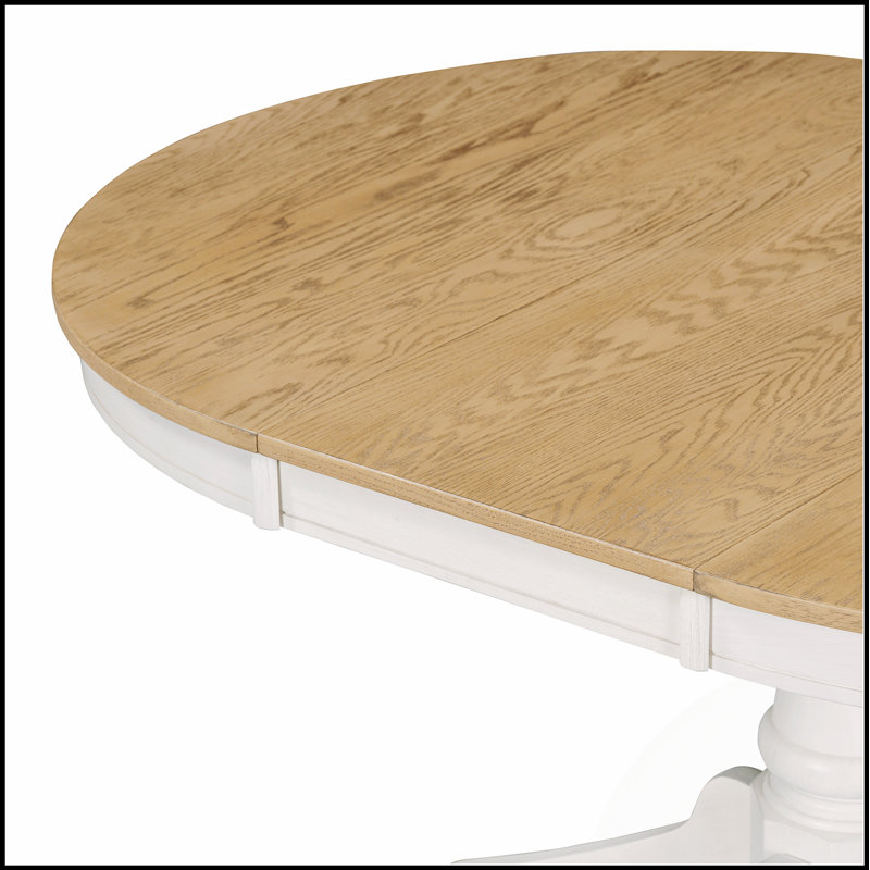 Ensemble de table de salle à manger 5 pièces avec table ronde extensible et 4 chaises rembourrées, parfait pour les espaces de salle à manger polyvalents