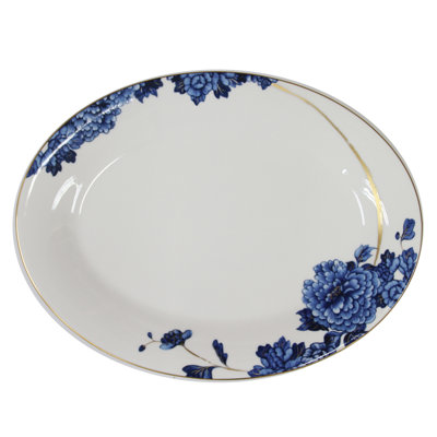 Plateau ovale en porcelaine tendre 16 "