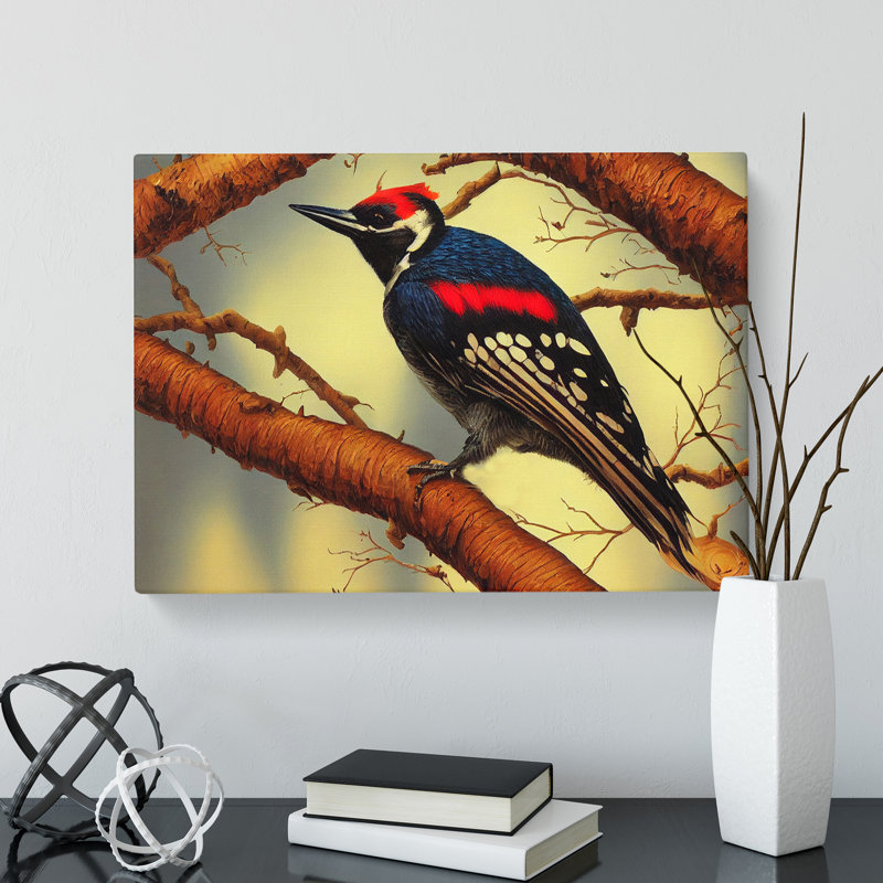 Boundless Woodpecker Bird - Wrapped Canvas Painting, 35cm H x 50cm W x 3cm D