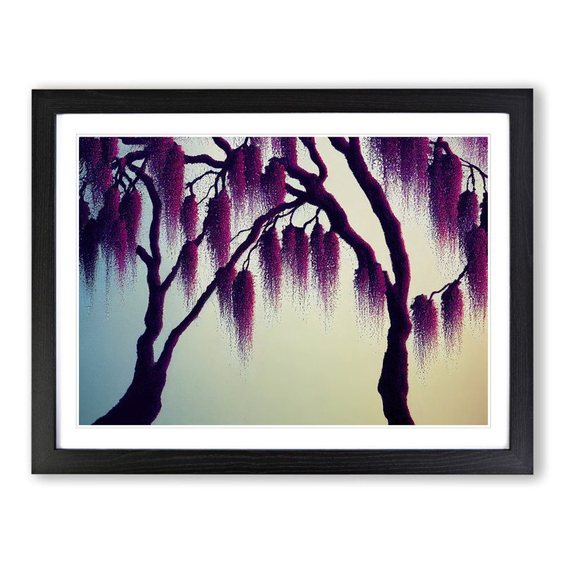 Dashing Weeping Willow Trees - Single Picture Frame Print, Black
