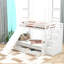 Lit simple superposé au dessus d'un lit double avec tiroirs, rangement et glissade-71463059