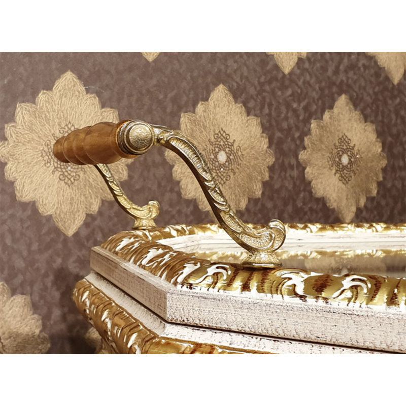 Infinity Luxury Trolley Bar With Brass Accents, Ivory Gold