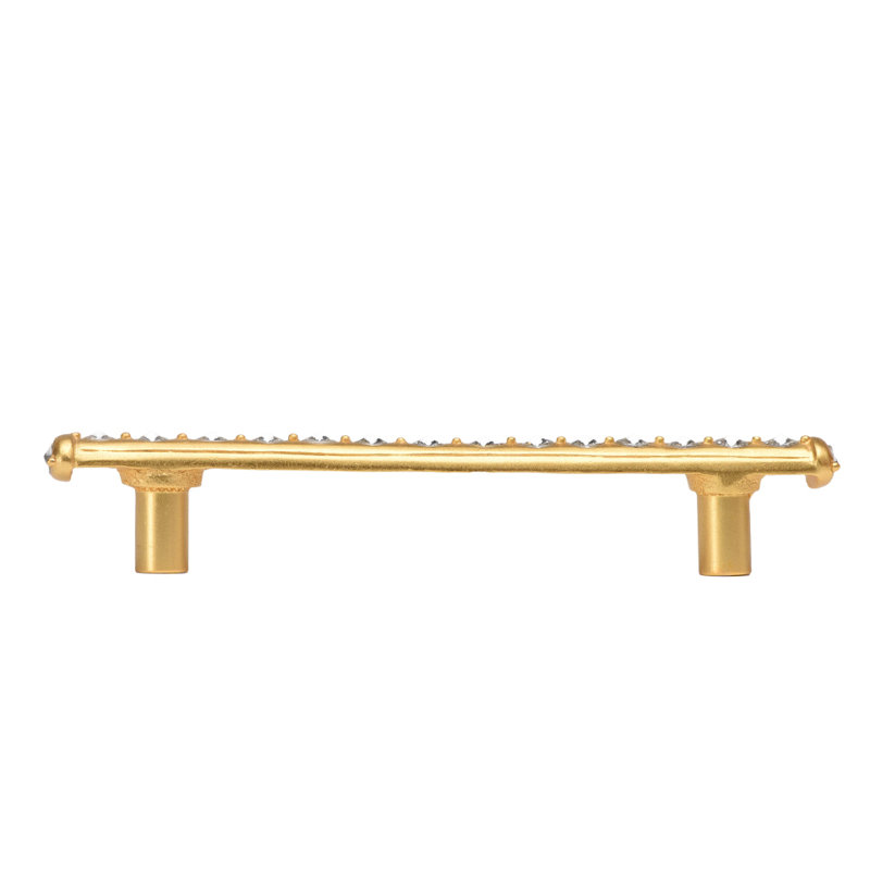 Poignée cachette avec centre des cristaux Swarovski Aurore Boreale, 4", Doré