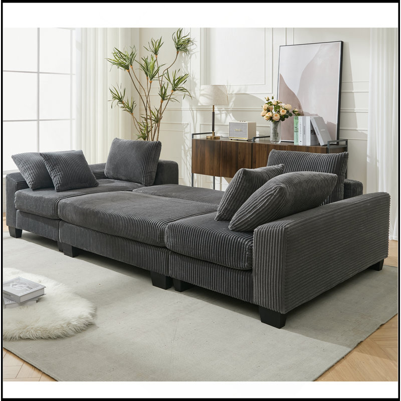 114" Sleeper Sofa,U Shaped Sofa , Pull Out Bed,Convertible Oversize 2 In 1 Sleeper Sofa, Living Room,Upholstery Sofa Bed,Adjustable Sleeper Sofa,Corduroy