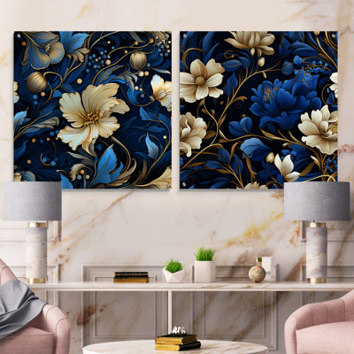 Motif victorien cobalt bleu nouveau vignes