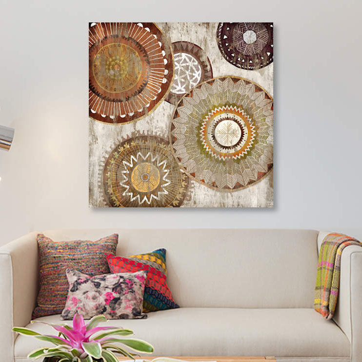 «Native Circle I», impression sur toile, H 12 po x l 12 po x P 1,5 po, Pas de tapis, Toile tendue