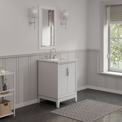 Elizabeth 24" Carrara White Marble Countertop Bath Vanity with Faucet