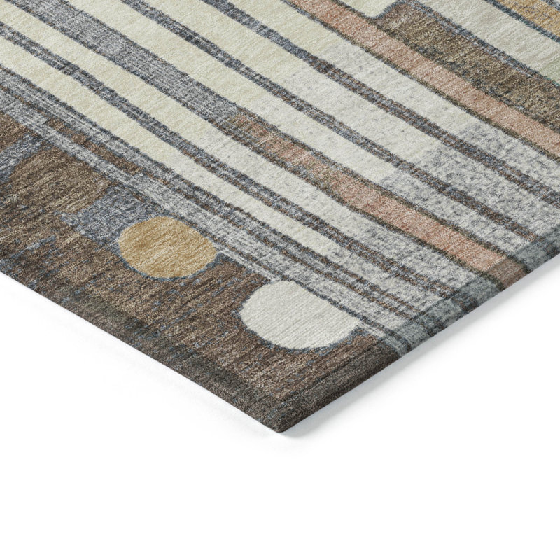 Tapis géométrique intérieur / extérieur lavable à la machine Husby ACN2189, Rectangle 8 pi x 10 pi