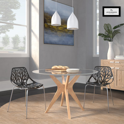 Stackable Dining Side Chairs with Floral Cutout Back and Stainless Steel Legs – Modern Kitchen, Restaurant, or Banquet Seating