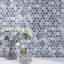 Porcetile Round 12.41 in. x 11.46 in. Penny Glossy Porcelain Mosaic Wall and Floor Tile-50389546