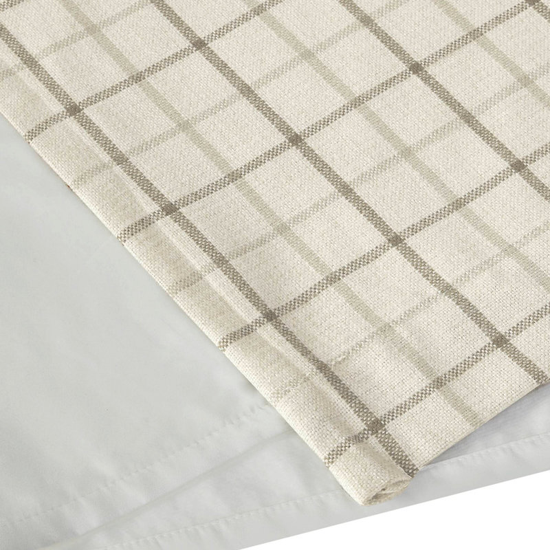 1 PCS 50x108" Plaid Rod Pocket and Back Tab Curtain Panel with Fleece Lining, Natural