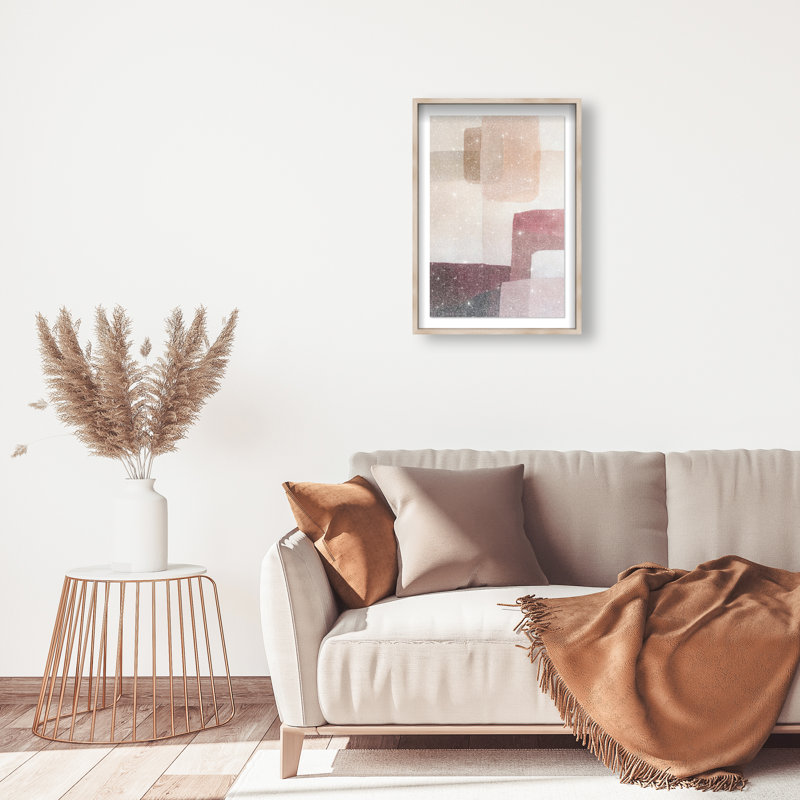 Ruby Dreams I Shadowbox Abstract Print by Oliver Gal, Black Frame, 10 x 15, 37.5"H x 25.5"W, Natural Oak Frame