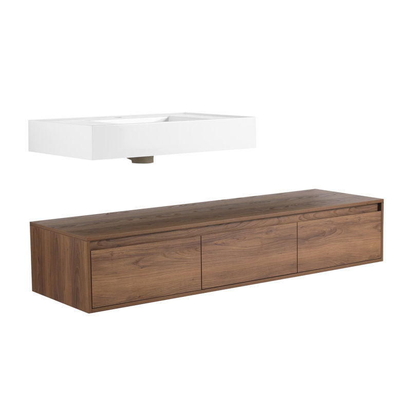60 inch Wall-Mounted Bathroom with Resin Sink