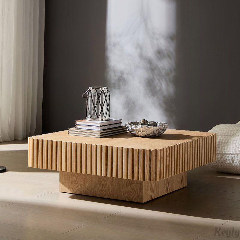 Table basse cylindrique 35,43 pouces Handcraft, Frêne naturel