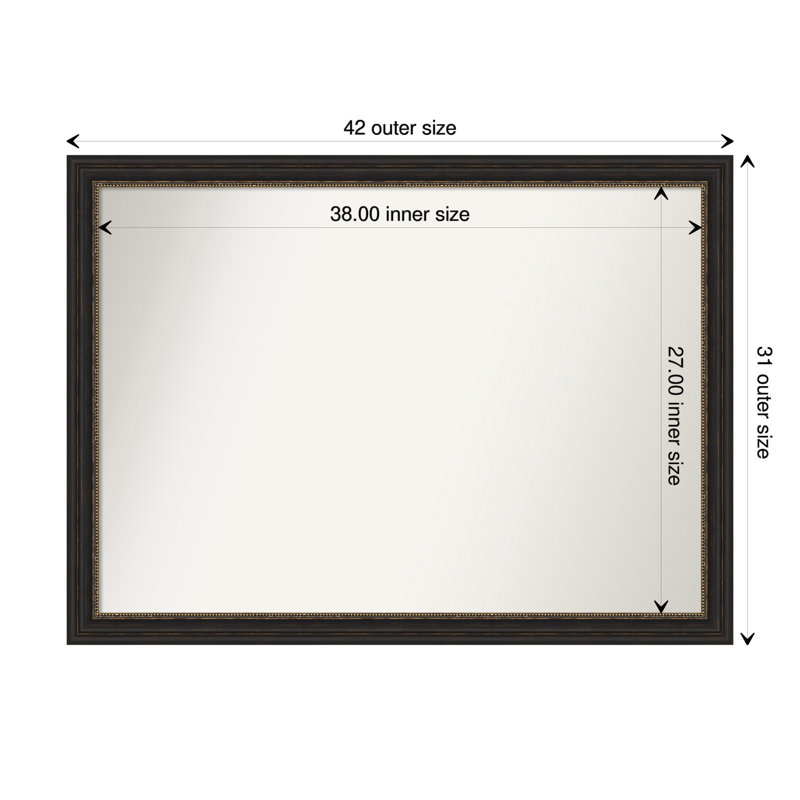 Wood Flat Wall Mirror, 18.2" H x 30.5" W