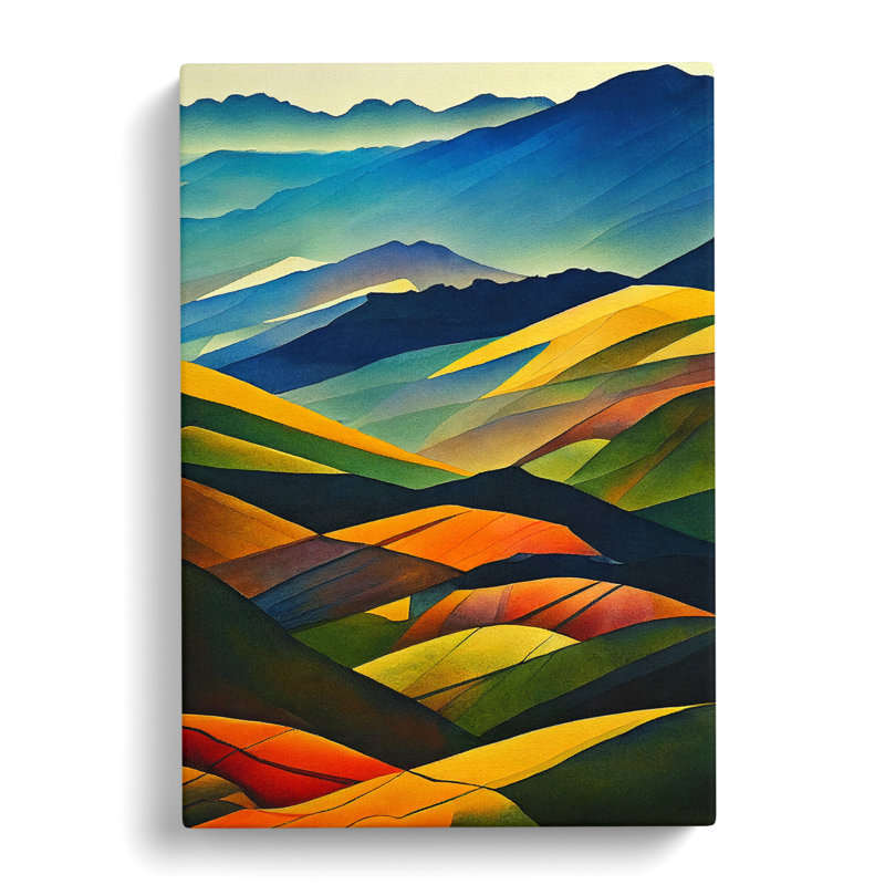 Watercolour Meadow Landscape No.5 - Wall Art, Wrapped Canvas, 50cm H x 35cm W, No Matte