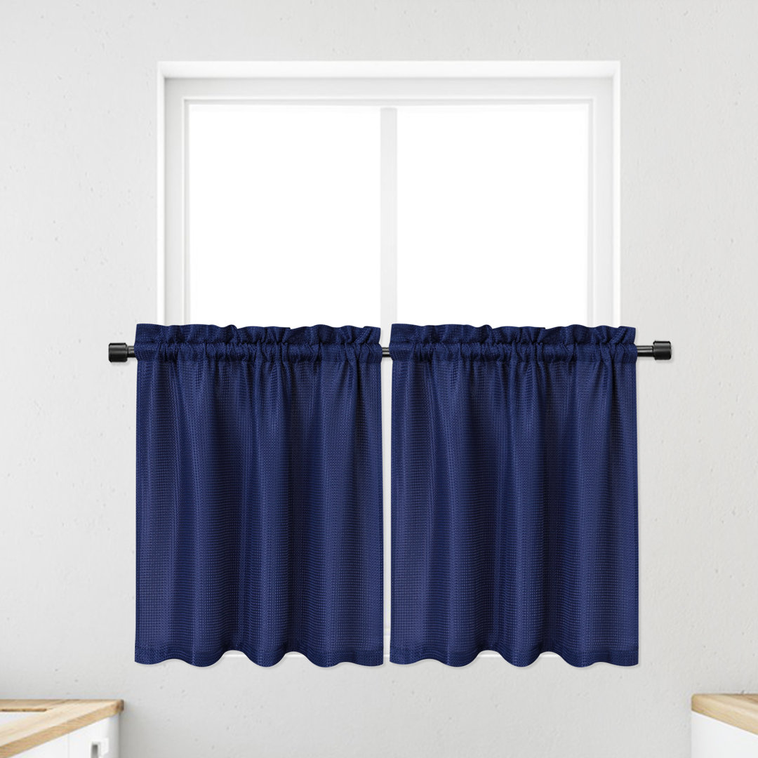 Waterproof Polyester Tier Curtains, Light Filtering Short Kitchen Curtains, Rod Pocket Cafe Curtains for Bathroom, Window Valance Set