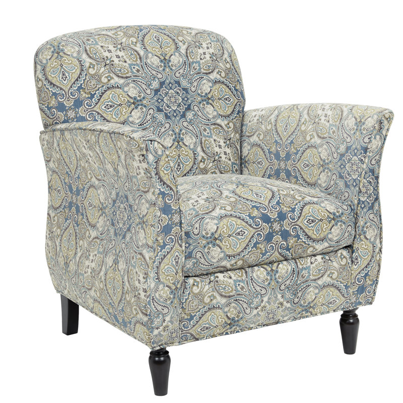 Fauteuil en polyester de 31,5 po de largeur Escher, Mélange de polyester crème / beige / bleu sarcel