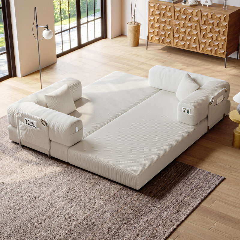Boneless Living Room Sofa, Convertible Teddy Bear Combination Sofa Bed, Comes With 2 Pillows, 5-In-1 Design, Couple Sofa, Small Space Two-Person Sofa, Suitable For Large And Small Living Rooms, Bedrooms, Studies, Lounges, Apartments, And Offices.