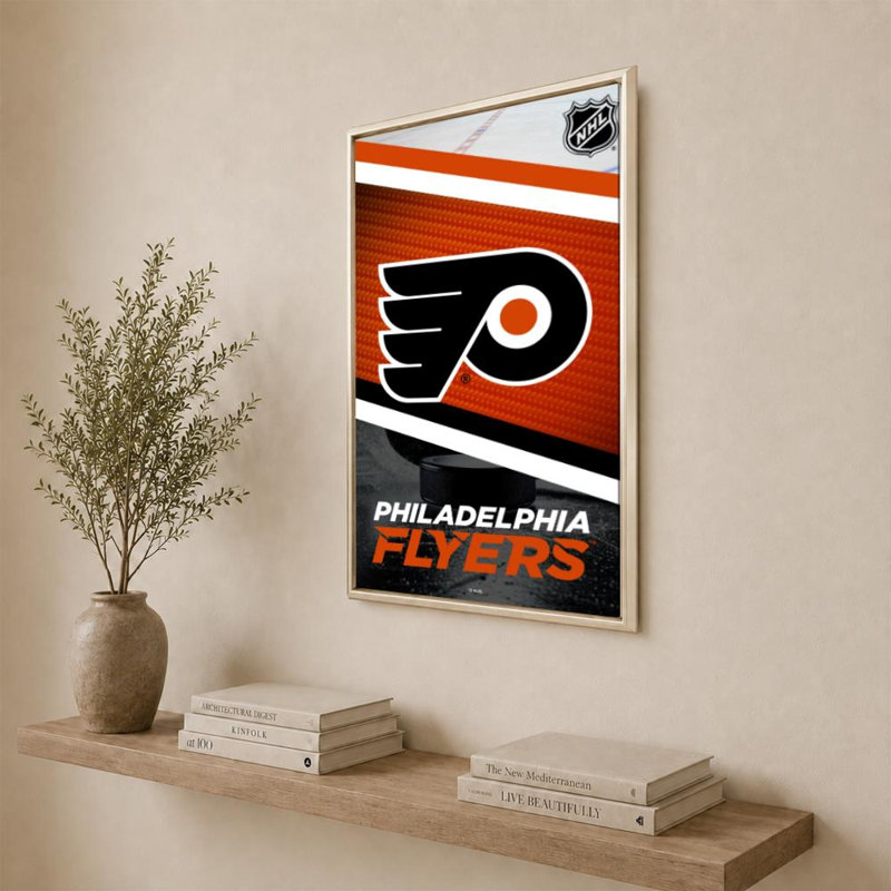 Décoration murale des Flyers de Philadelphie (NHL), H 36 po x l 24 po, Beveled Floating Frame, Champagne