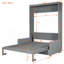 Full Size Murphy Bed Wall Bed with Cushion, Grey
