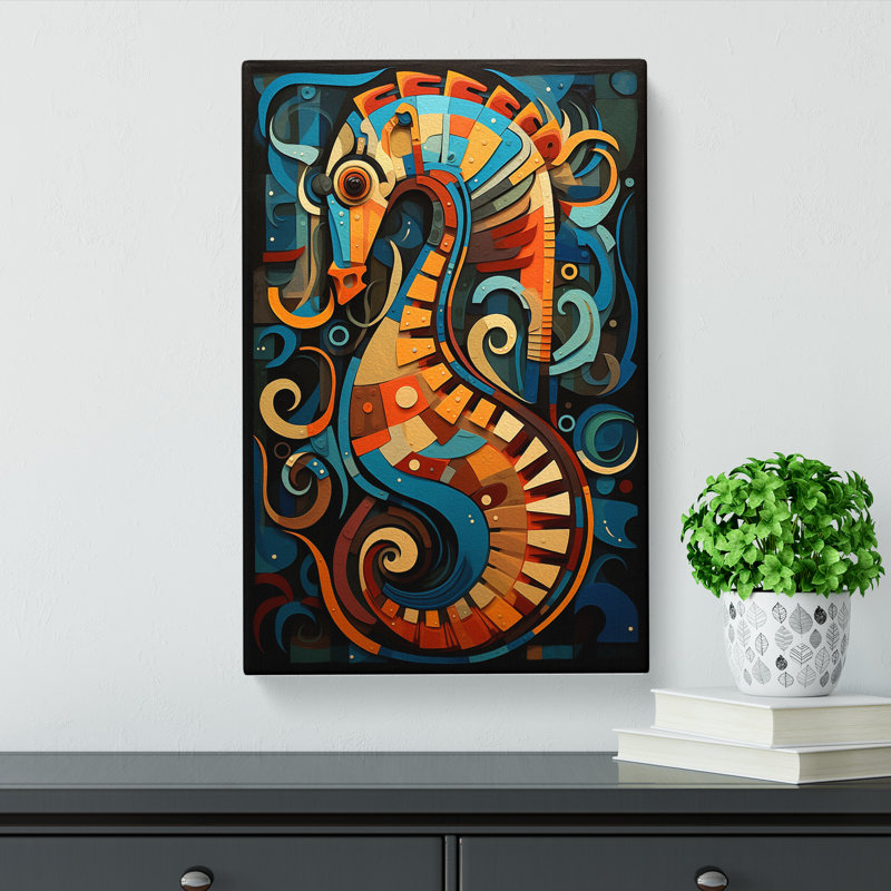 Seahorse Constructivism Art - Wrapped Canvas, 60cm H x 40cm W x 3cm D