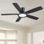Ventilateur de plafond encastré moderne de 52 po avec lumières et télécommande, réversible et 5 pales à double face-1012272276