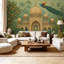 Peel and Stick Wallpaper 69" L x 96" W Modern Self Adhesive Wall Mural for Bedroom - With Garden Arch Peacock Plant Botanical Landscape Print