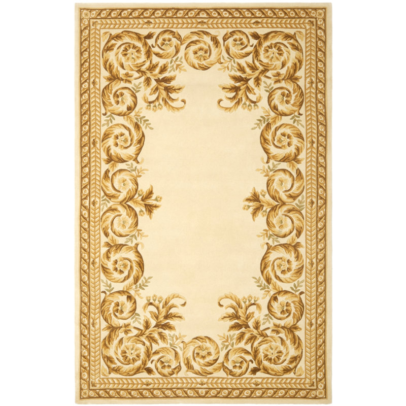 Lenora Naples Hand Tufted Wool Pile Floral Rug, Rectangle 6' x 9'