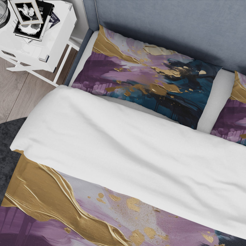 Ensemble de housse de couette en microfibre / polyester mauve et bleu Realities On Canvas IV