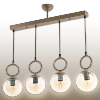 Adjustable Height 4 Lights Metal Body Globe Kitchen Island Pendant