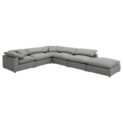 Plush Boucle Modular Sectional Sofa with Ottoman