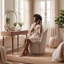 Fauteuil d'appoint rembourré pivotant avec dossier haut-1629528273