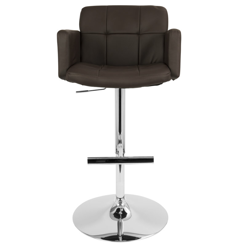 Tabouret de bar pivotant à hauteur réglable Abdera, Brun, Chrome