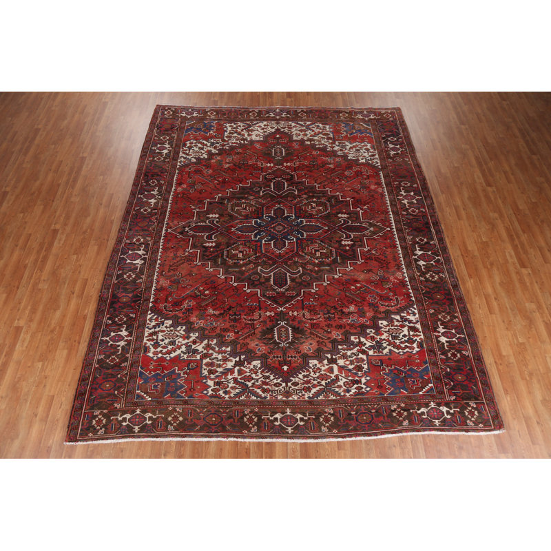 Tapis en laine à motif persan Heriz en laine noué à la main 10 x 12