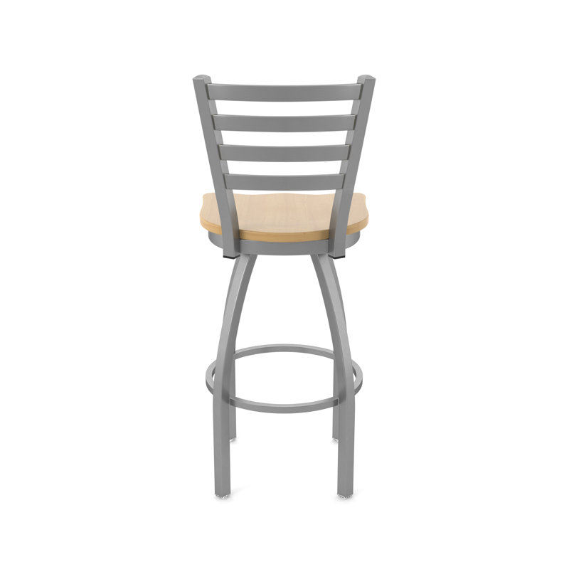 Tabouret pivotant Jackie, Bois - Érable naturel, Tabouret de bar (assise de 30 po de hauteur), Acier Inoxydable