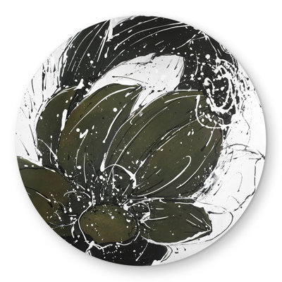 Abstract Flower with Paint Splash - Round Outdoor Area Rug