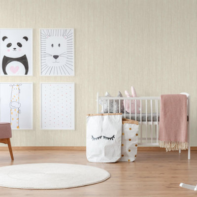 Papier peint à texture neutre en lin beige | Décoration murale texturée subtile tissée | Esthétique industrielle | Non-adhésif, application de pâte traditionnelle | 8,5 po x 11 po (échantillon)