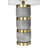 Raw Concrete Table Lamp with Gold Accents and Linen Shade-1479644999