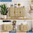 47" Sideboard Buffet Cabinet with Storage, Fluted Console Cabinet with Metal Legs & 3 Drawers, Faux Marble Top, Mid Century Modern Cabinets  for Dining Room, Living Room, Entryway, Oak