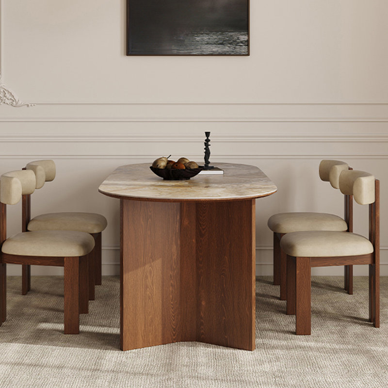 Retro Durable Rock Plate Dining Table Sets., 29.53"H x 62.99"L x 31.5"W