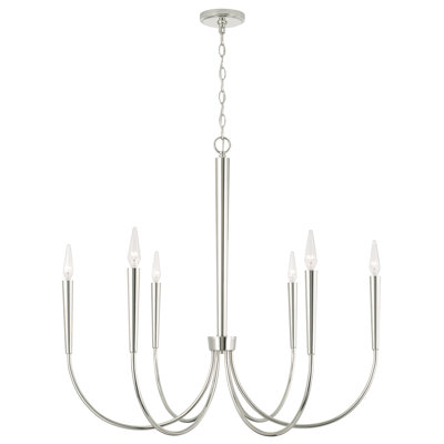 6 - Light Steel Dimmable Chandelier