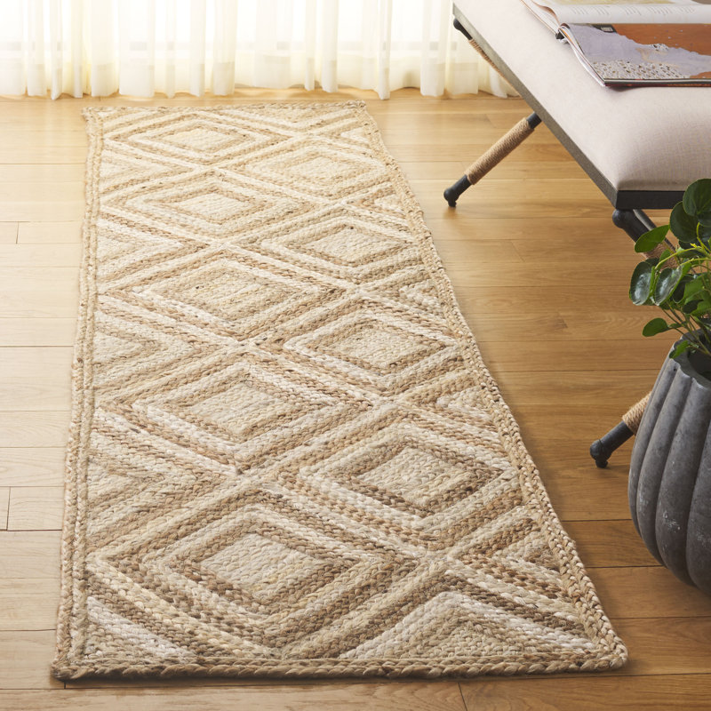Arria Hand Woven Jute Geometric Rug, Runner 2'3" x 8'