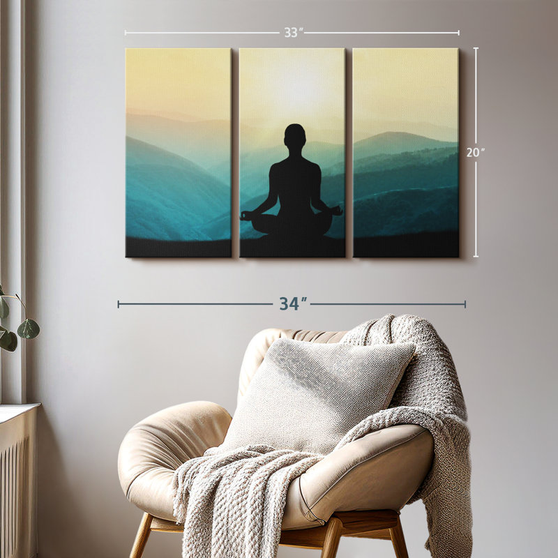 «Yoga Silhouette Wall Art» sur toile, H 20 po x l 33 po x P 1,25 po