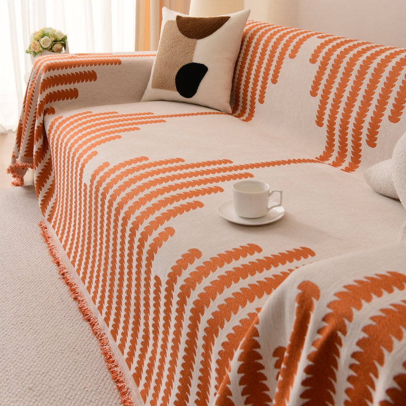 Housse pour canapé en chenille, L 102 po x P 71 po, Chenille orange