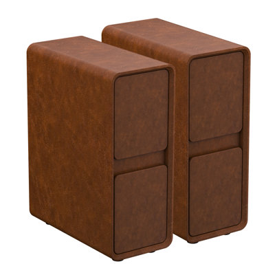 7.8" Wide Fully-Assembled Faux Leather Narrow Nightstand